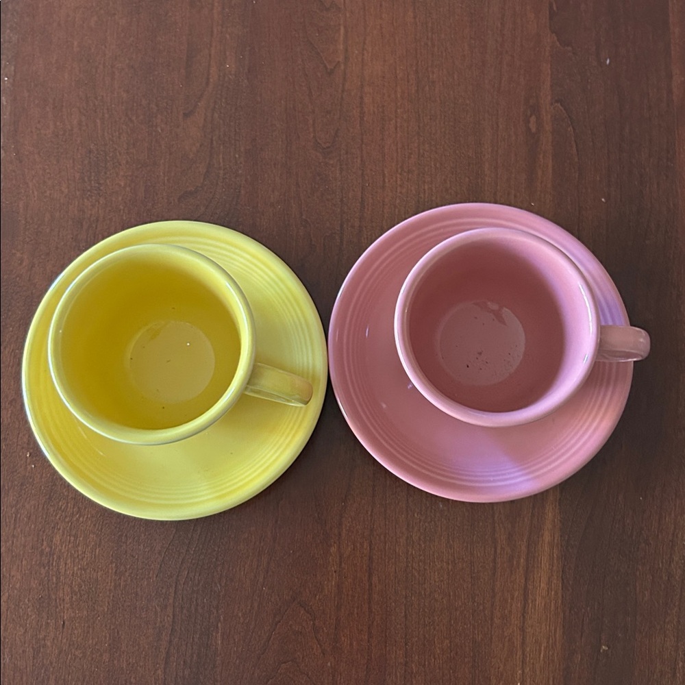 Fiestaware Ceramic Cup and Saucer Sets (like new condition) yellow coral
